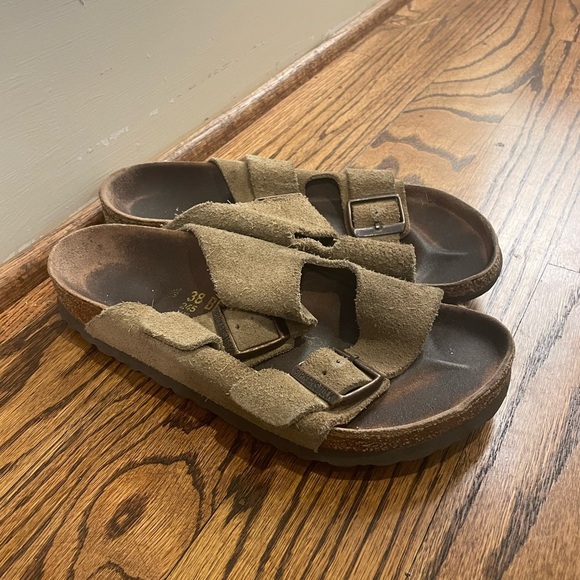 Birkenstock Brown Khaki Suede Slip-On Sandals - Picture 6 of 6